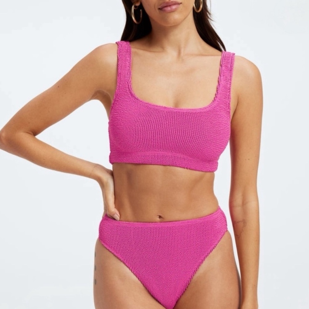 Good American Pink Metallic Always Fits Scoop Bikini Top size large/x-large ✨